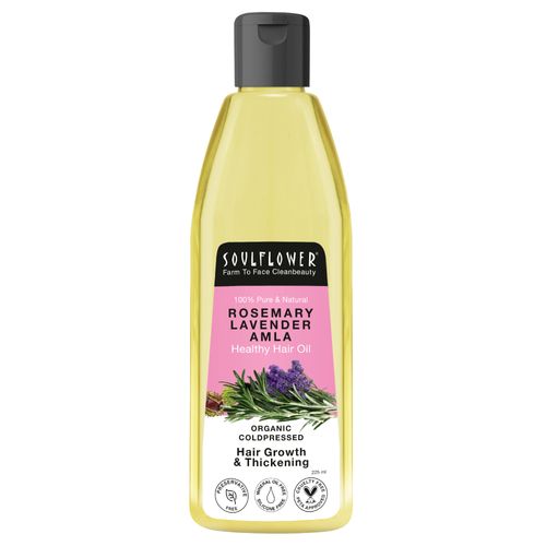 Soulflower Coldpressed Rosemary Lavender Healthy Hair  hair growth formulation,  Pure and Natural, 225ml