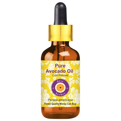Deve Herbes Pure Avocado Oil (Persea americana) with Glass Dropper 100% Natural Therapeutic Grade Cold Pressed (15 ml)