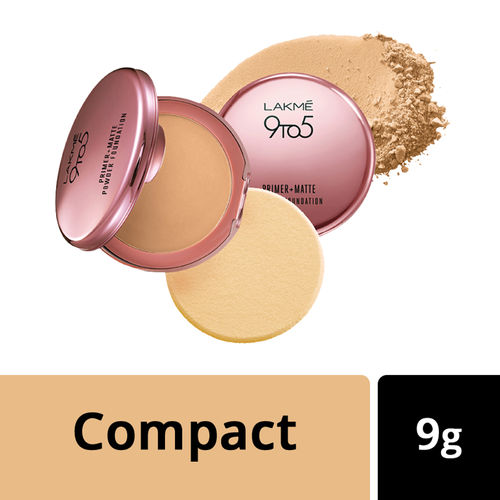 Lakme 9 To 5 Primer + Matte Powder Foundation Compact - Silky Golden (9 g)