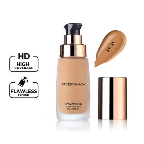 FACES CANADA Ultime Pro HD Runway Ready Foundation - Sand, 30 ml | Radiant Flawless Finish | HD High Coverage | Blends Easily | Longwear | Natural Dewy Skin