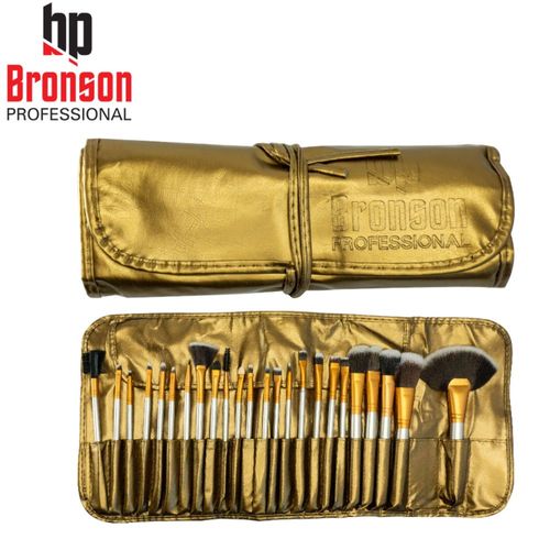 Bronson Professional Makeup Brush Set of 24 brushes with faux leather case
