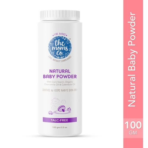 The Moms Co. Talc-Free Natural Baby Powder with Corn Starch | 100% Natural | Australia-Certified Toxin-Free | with Chamomile Oil, Calendula Oil and Organic Jojoba Oil - Pack of 100g