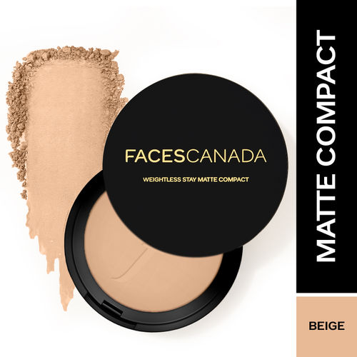 Faces Canada Weightless Matte Compact | SPF 20 | Oil Control |Shea Butter and Vitamin E enriched | Matte Finish | Shade - Beige 9 gm