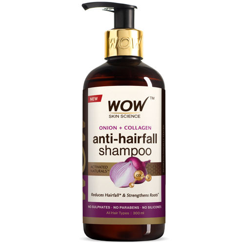 WOW Skin Science Onion & Collagen Anti-Hairfall Shampoo | Reduces Hairfall | Strengthens Roots | Nourishes Scalp | Prevents Breakage | Enhances Hair Thickness and Shine| New & Improved Formulation-300 ml