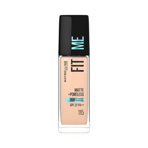 Maybelline New York Fit Me Matte+Poreless Liquid Foundation (With Pump & SPF 22), 115 Ivory, 30 ml