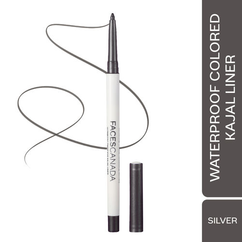 FACES CANADA Ultime Pro Twist Eye Kajal Liner - Silver, 0.35 gm | High Impact Intense Color In 1 Stroke | 24HR Long Stay | Matte Finish | Soft Texture | Waterproof & Smudgeproof | Made With Carnauba Wax