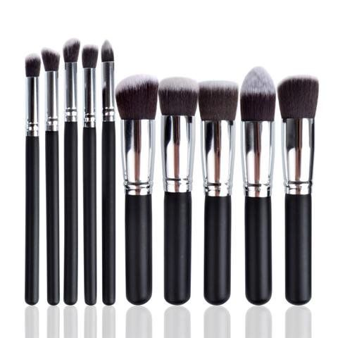 Bronson Professional Premium 10 Pcs Makeup Brush Set For Professional Home Use (color may vary)