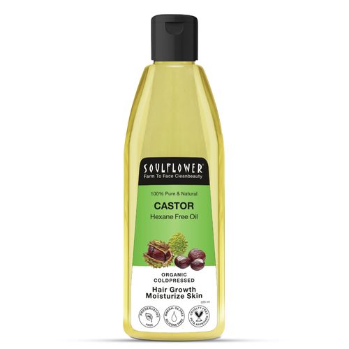 Soulflower Coldpressed Castor Carrier Oil for holistic Purpose, 100% Pure and Natural, 225ml