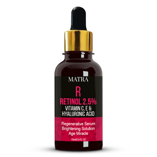 Matra Retinol 2.5%, Vitamin C, E & Hyaluronic Acid Serum- Anti wrinkle/anti aging serum with Niacinamide (Vit. B3), Aloe Vera & Green Tea – Best Retinol Serum