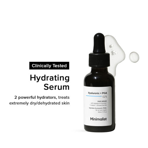 Minimalist 2% Hyaluronic Acid + PGA Face Serum With Aquaporin Booster + Copper + Biosaccharide, 30 ml