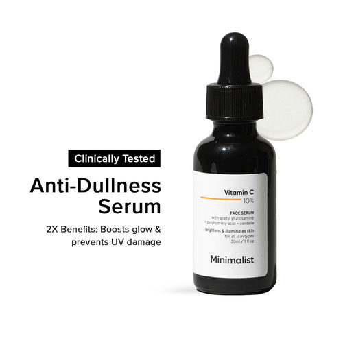 Minimalist 10% Vitamin C Face Serum for Brighter Glowing Skin & Reduced Sun Damage, 30 ml