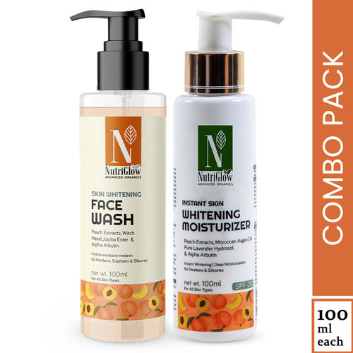 NutriGlow Advanced Organics Skin Whitening Face Wash & Moisturizer SPF 20 For Deep Nourishment, 100 ml each