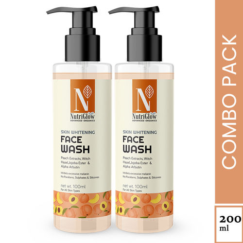 NutriGlow Advanced Organics Combo of 2 Skin Whitening Face Wash & Moisturizer For Deep Moisturization, 100 ml each