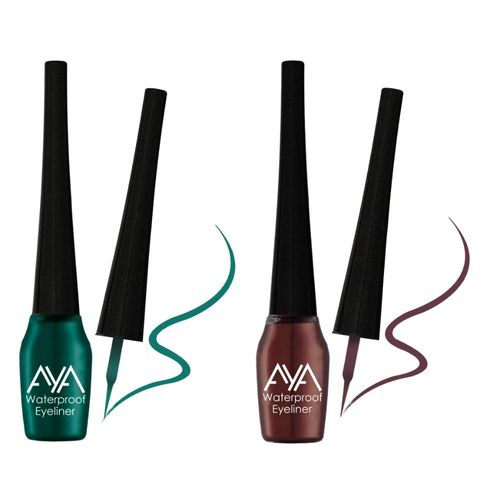 AYA Waterproof Eyeliner, Set of 2 (Green and Brown)