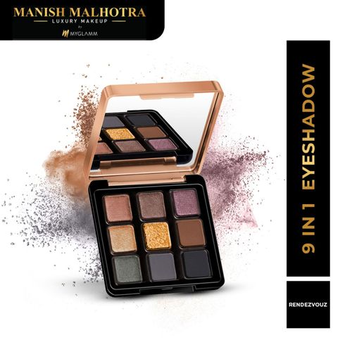 Manish Malhotra Beauty By MyGlamm 9 In 1 Eyeshadow Palette-Rendezvous-9gm