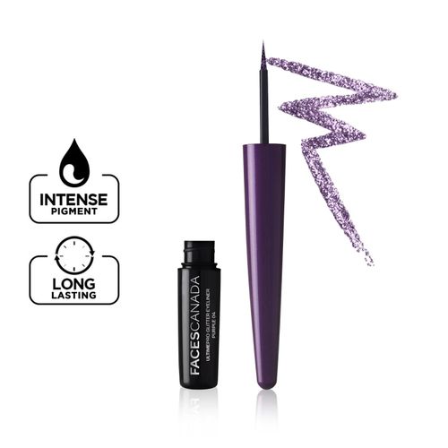FACES CANADA Ultime Pro Glitter Eyeliner - Purple 04, 1.7 ml | Shimmery Finish | Long-Lasting | Intense Pigment | Excellent Color Payoff | Smooth Application
