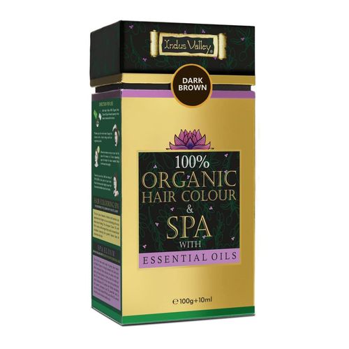 Indus Valley 100% Oragnic hair colour & spa with essential oil- Dark Brown 100 gm+10 ml