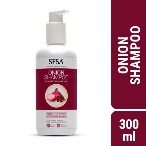 Sesa Onion Shampoo with Reetha & Shikakai, 300 ml (Pure Ayurvedic Herbal Extracts, No Parabens, No Sulphates, No Silicones)