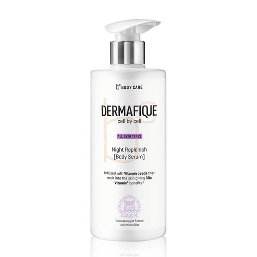 Dermafique Night Replenish Body Serum, Body Lotion for All Skin Types, Night Regeneration, 30x Vitamin E, Deeply hydrates and moisturizes, Repairs Skin Cell Damage, dermatologist tested (300 ml)