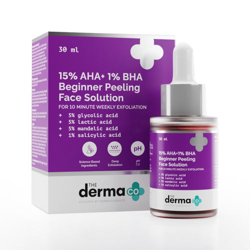 The Derma Co.15% AHA + 1% BHA Beginner Face Peeling Solution for 10-Minute Weekly Exfoliation (30 ml)