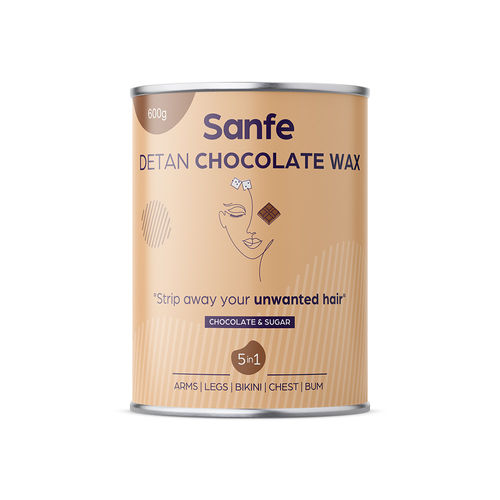 Sanfe Detan Chocolate Wax for Smooth Hair Removal - 600gm Chocolate extracts | Removes Tan Dead Skin