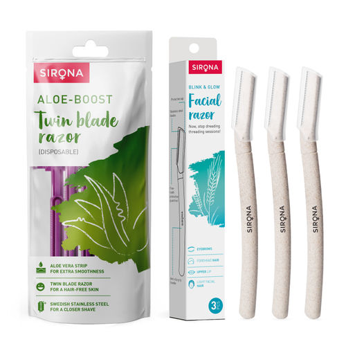 Sirona 2 Blade Disposable Razor with Blink and Glow Face Razor