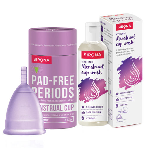 Sirona Reusable Menstrual Cup and Sirona Menstrual Wash - L