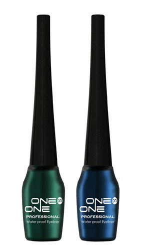 ONE on ONE Waterproof Eyeliner, Set of 2 (Green and Blue)