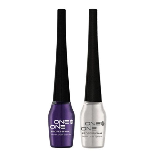 ONE on ONE Waterproof Eyeliner, Set of 2 (Purple and Silver)