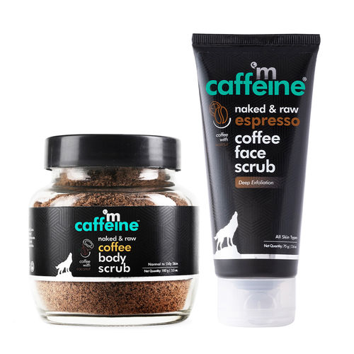 mCaffeine Coffee Body Scrub & Face Scrub for Women & Men | Exfoliate Scrub Combo with Tan Removal Body Scrub (100gm) and Blackhead Remover Espresso Face Scrub (75gm) for Soft & Smooth Skin 175 gm