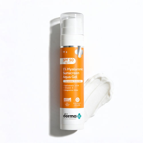 The Derma Co. 1% Hyaluronic Sunscreen Aqua Gel with SPF 50 & PA++++ for Broad Spectrum & Blue Light Protection 50 gm| In-Vivo Tested
