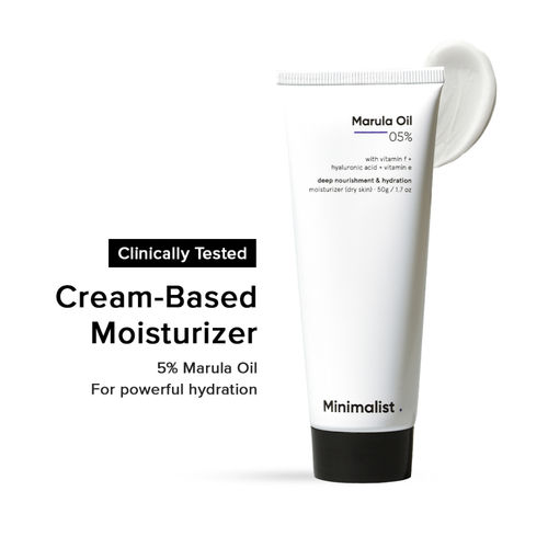 Minimalist 5% Marula Oil Moisturizer with Hyaluronic Acid & Vitamin F & E for Dry Skin - 50 gm