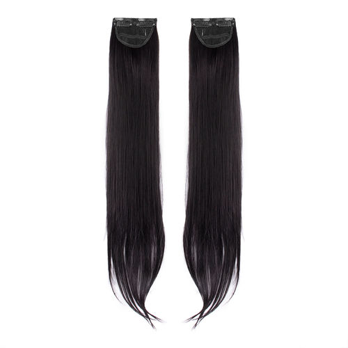 STREAK STREET CLIP-IN 24" STRAIGHT NATURAL BLACK SIDE PATCHES (2pcs Set)