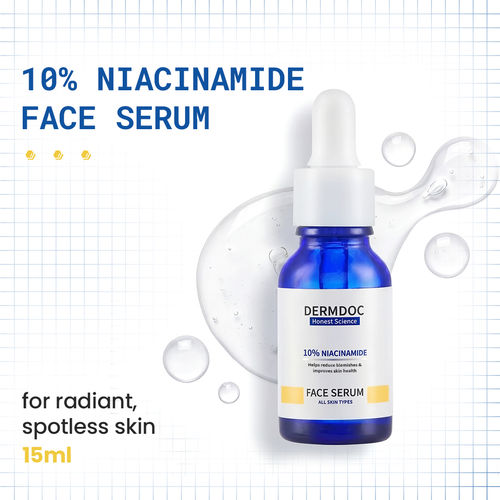 DERMDOC by Purplle 10% Niacinamide Face Serum (15 ml) | Skin Brightening | Fades Dark Spots| Niacinamide Face Serum I Niacinamide for Oily Skin