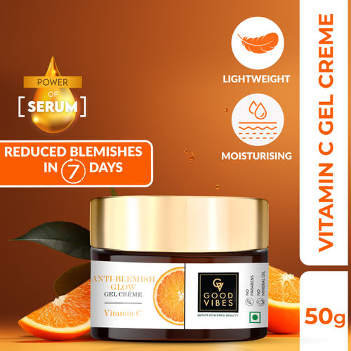 Good Vibes Vitamin C Glow Gel Creme | Easy Absorbing, Brightening | With Shea Butter | No Parabens, No Sulphates, No Mineral Oil (50 g)