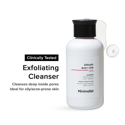 Minimalist Salicylic Acid + LHA 02% Cleanser for Oily / Acne Prone Skin, 100 ml