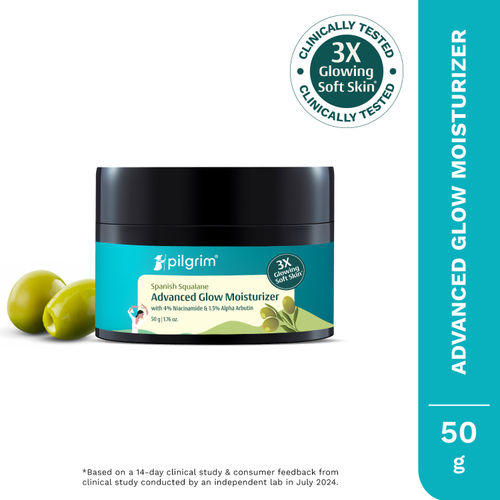 Pilgrim Spanish Squalane Advanced Glow Moisturizer with 4% Niacinamide & 1.5% Alpha Arbutin | Vitamin C For Brightens Skin & Hydrating Skin (50 gm)