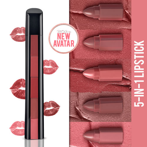 NY Bae 5 in 1 Lipstick - Nude Moods 02 (6.5 gm) | Creamy Matte | Lip Crayon | Multi-use: Blush, Eyeshadow, Lip Liner, Bronzer | Nude, Pink & Brown Shades | Travel Kit
