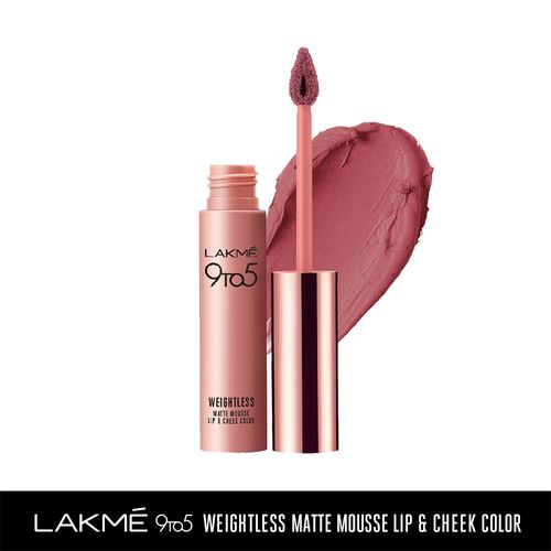 Lakme 9 To 5 Weightless Matte Mousse Lip & Cheek Color - Rose Touch (9 g)