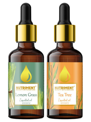 Nutriment Tea Tree & Lemon Grass Essential Oil, 15ml Each (Pack of 2)