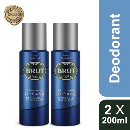 Brut Oceans Deodorant for Men, Long Lasting & Fresh Aquatic Fragrance Deo PO2, 200 ml