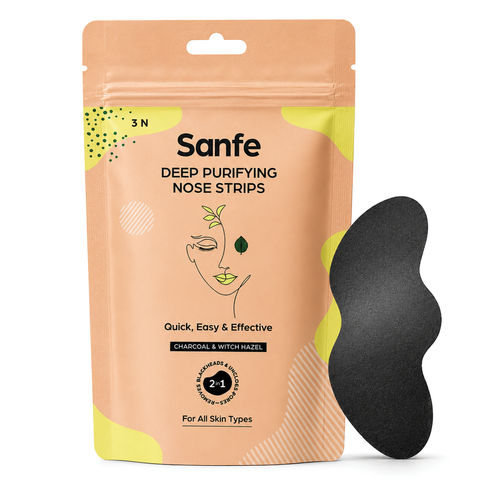 Sanfe Deep Purifying Nose Strips for Women - Pack of 3 with Charcoal & Witch Hazel extracts | Removes Whiteheads | Blackheads and cleanses pores | Use on Wet Nose