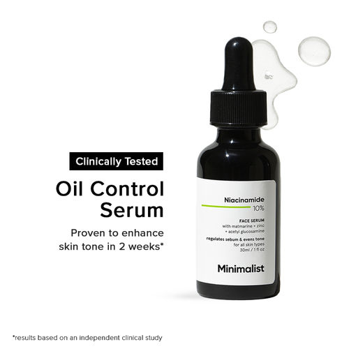 Minimalist 10% Niacinamide face Serum with Matmarine + Zinc + Acetyl Glucosamine Regulates Sebum & Evens Tone, for all skin Types, 30 ml