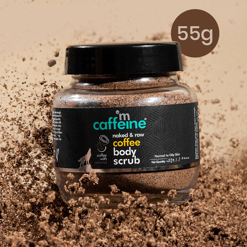 mCaffeineA Naked & RawA Coffee Body ScrubA for Tan Removal & Soft-Smooth Skin | For Women & Men | Tan & Dirt Removing Bathing Scrub for Neck, Arms, Knees and Elbows - 100% Natural & Vegan (55 gm)