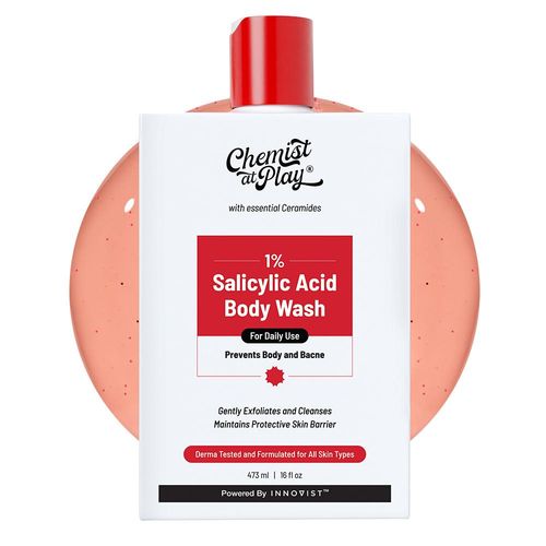 Chemist at Play|1% Salicylic Acid Body Wash | For back acne (Bacne), Gently Exfoliates and Cleanses Maintains Protective Skin barrier | 473 ml