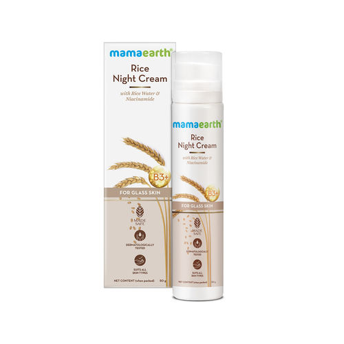 Mamaearth Rice Night Cream, for Clear Skin With Rice Water & Niacinamide for Glass Skin (50 g)