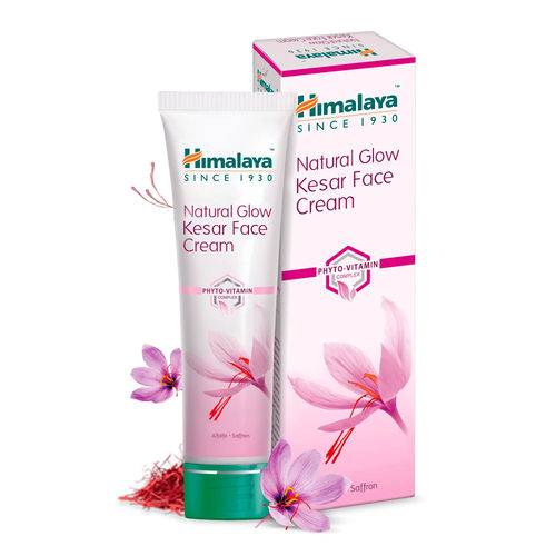 Himalaya Natural Glow Face Cream - Kesar, Alfalfa & Saffron, Phyto Vitamin Complex, Does Not Contain Bleach, Free from Parabens, 50 gm