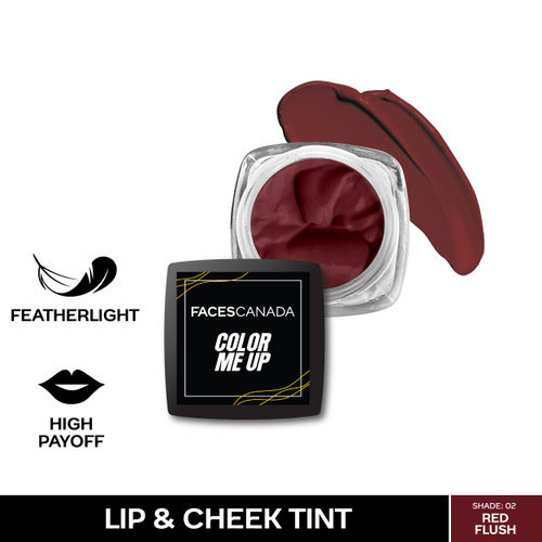 FACES CANADA Color Me Up Lip & Cheek Tint - Red Flush, 3g | Feather-Light Creamy Texture | High Payoff | Smooth Natural Finish | Buildable Coverage & Color | Blends Easily | With Pomegranate Seed Oil 3 gm