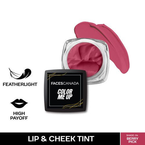 FACES CANADA Color Me Up Lip & Cheek Tint - Berry Pick, 3 gm | Feather-Light Creamy Texture | High Payoff | Smooth Natural Finish | Buildable Coverage & Color | Blends Easily | With Pomegranate Seed Oil