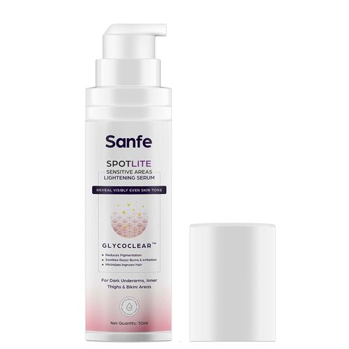 Sanfe Spotlite Sensitive Body Serum for Dark Underarms, Inner Thighs and Sensitive Areas, 10X Powerful, Enriched with Kojic Acid, 4% Niacinnamide Helps in Depigmentation for All Skin Type, 50g
